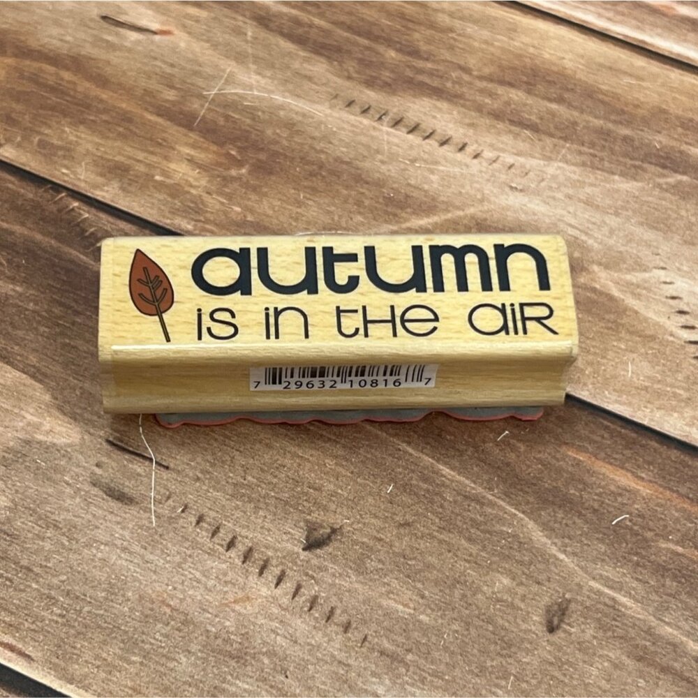 2009 STUDIO G AUTUMN IS IN THE AIR WOOD MOUNTED RUBBER STAMP BY LYNETTE A TAYLOR